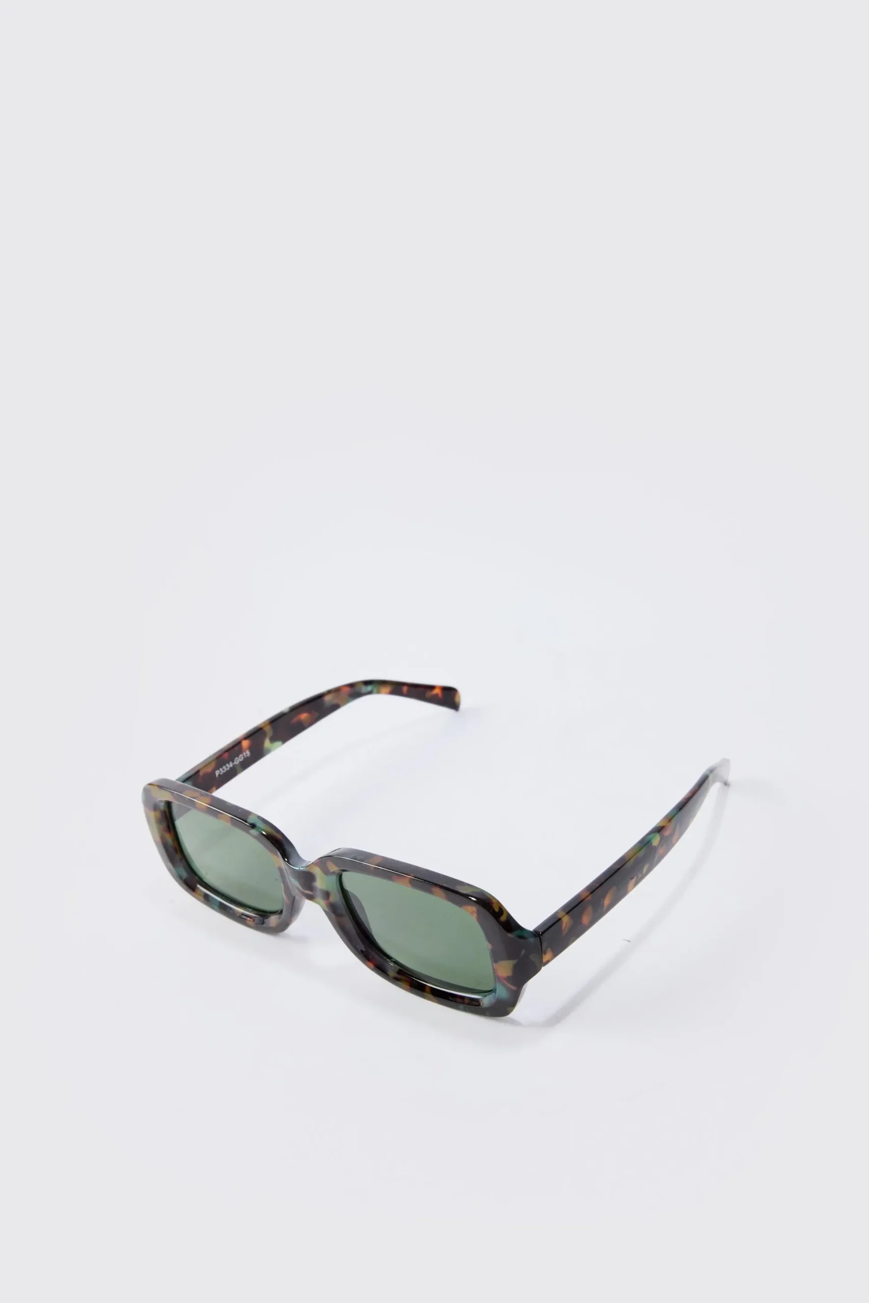 Rectangular Contrast Lens Sunglasses In Green | BoohooMAN UK