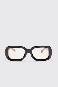 Rectangular Contrast Lens Sunglasses In Brown | BoohooMAN UK