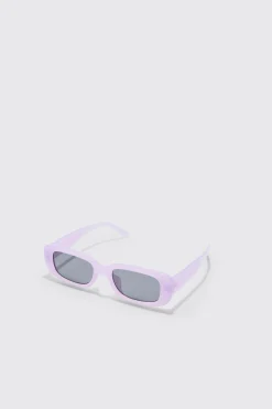 Rectangular Plastic Sunglasses In Pink | BoohooMAN UK
