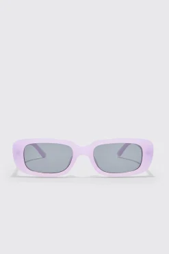 Rectangular Plastic Sunglasses In Pink | BoohooMAN UK