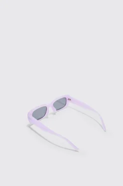 Rectangular Plastic Sunglasses In Pink | BoohooMAN UK