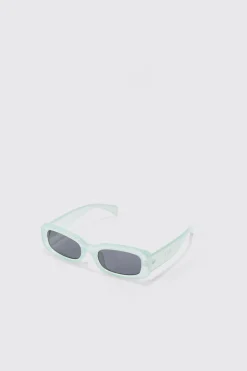 Rectangular Sunglasses In Blue | BoohooMAN UK