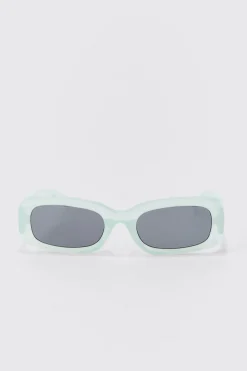 Rectangular Sunglasses In Blue | BoohooMAN UK