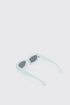 Rectangular Sunglasses In Blue | BoohooMAN UK