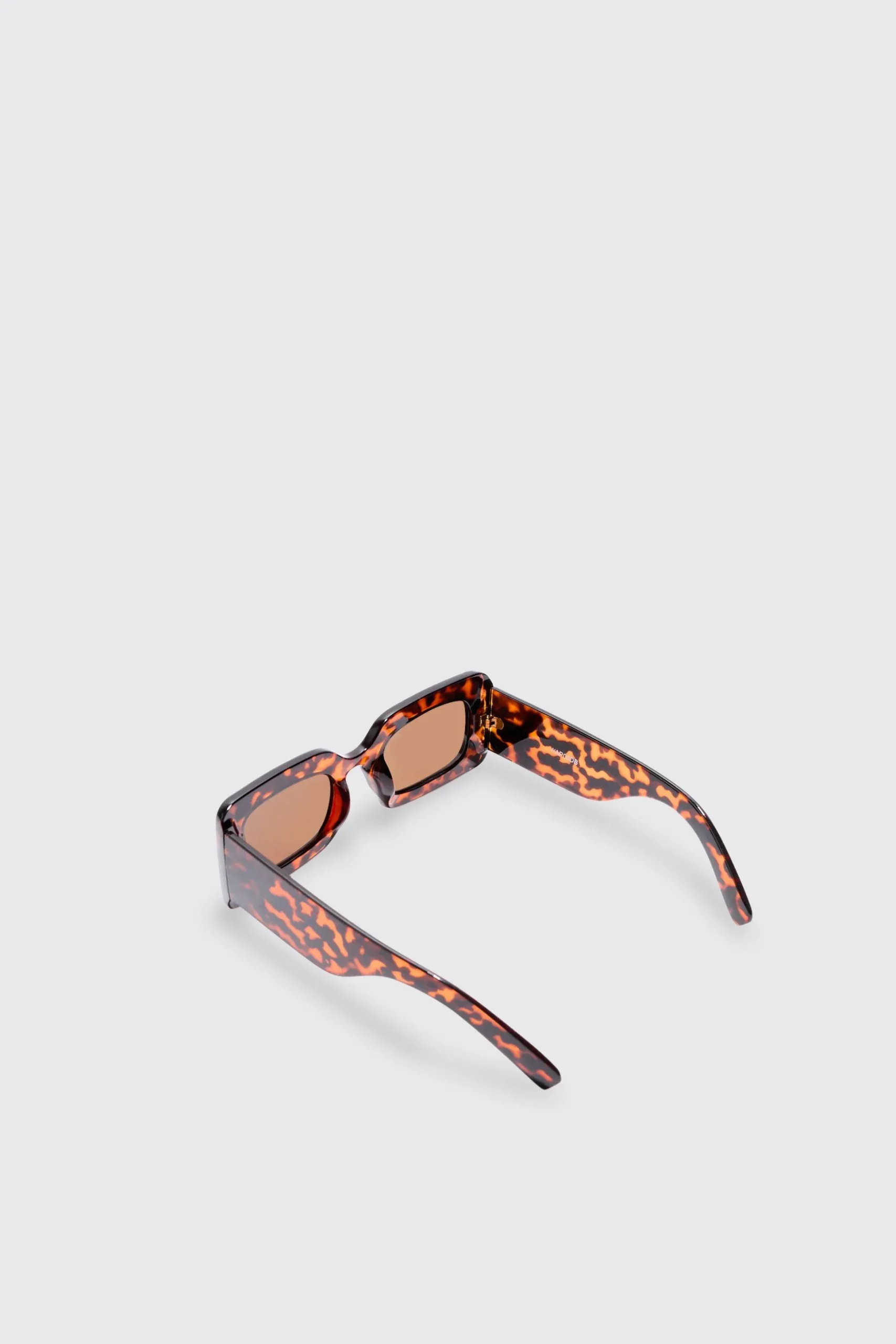 Rectangular Tortoise Shell Sunglasses In Brown | BoohooMAN UK