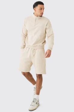 Regular 1/4 Zip Gusset Short Tracksuit | BoohooMAN UK