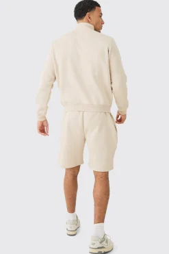 Regular 1/4 Zip Gusset Short Tracksuit | BoohooMAN UK