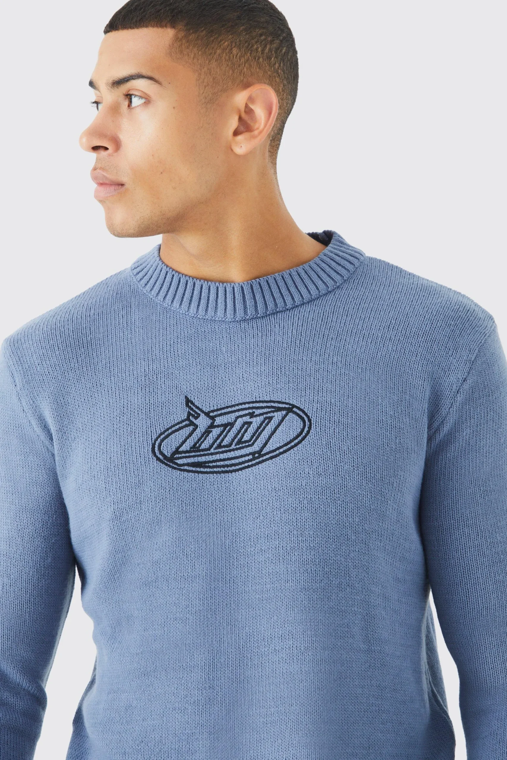 Regular B&m Embroidered Jumper | BoohooMAN UK