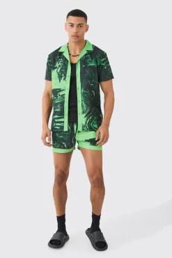 Regular Boarder Shirt & Swim Short Set | BoohooMAN UK