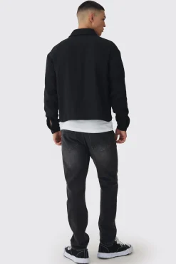 Regular Boucle Check Overshirt | BoohooMAN UK
