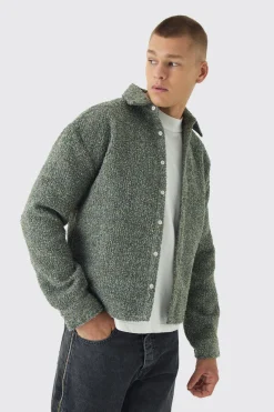 Regular Boucle Overshirt | BoohooMAN UK