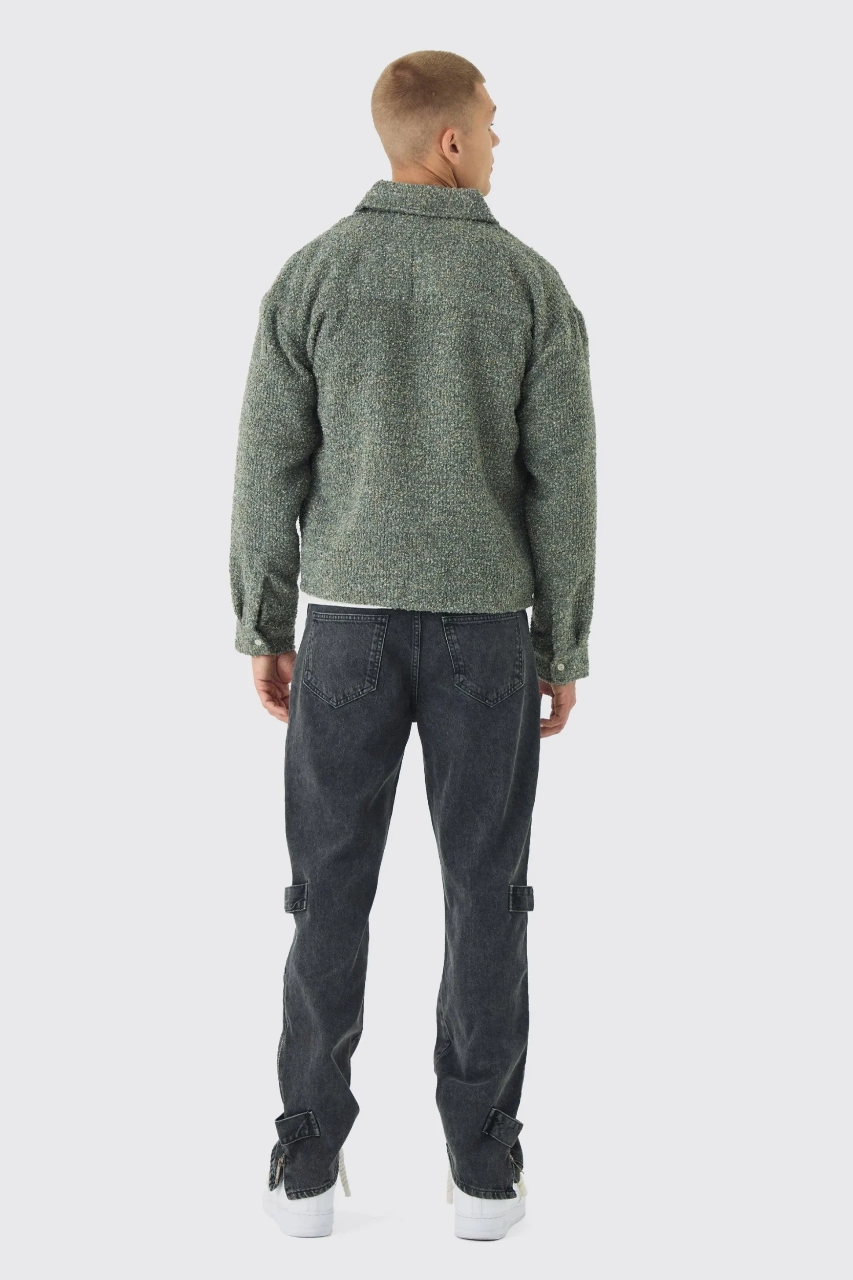 Regular Boucle Overshirt | BoohooMAN UK