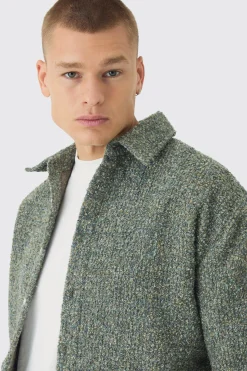 Regular Boucle Overshirt | BoohooMAN UK