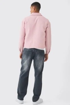 Regular Boucle Overshirt | BoohooMAN UK