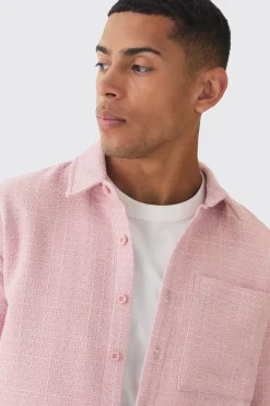 Regular Boucle Overshirt | BoohooMAN UK
