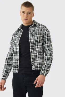 Regular Boucle Overshirt | BoohooMAN UK