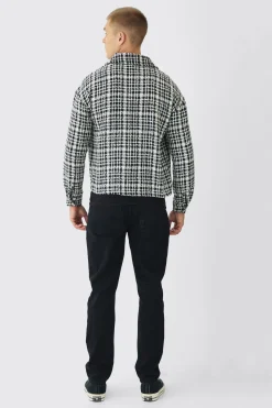 Regular Boucle Overshirt | BoohooMAN UK