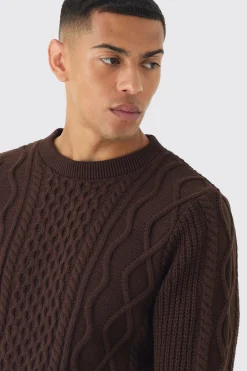 Regular Cable Knit Jumper | BoohooMAN UK