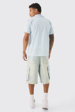Regular Collared Stripe Graphic Shirt | BoohooMAN UK