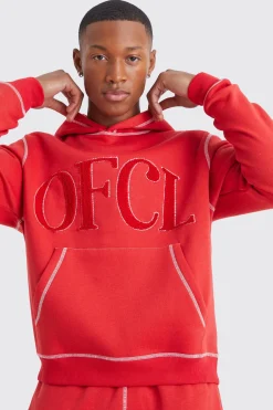 Regular Contrast Stitch Borg Applique Tracksuit | BoohooMAN UK