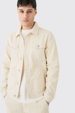 Regular Cord Jacket In Sand | BoohooMAN UK