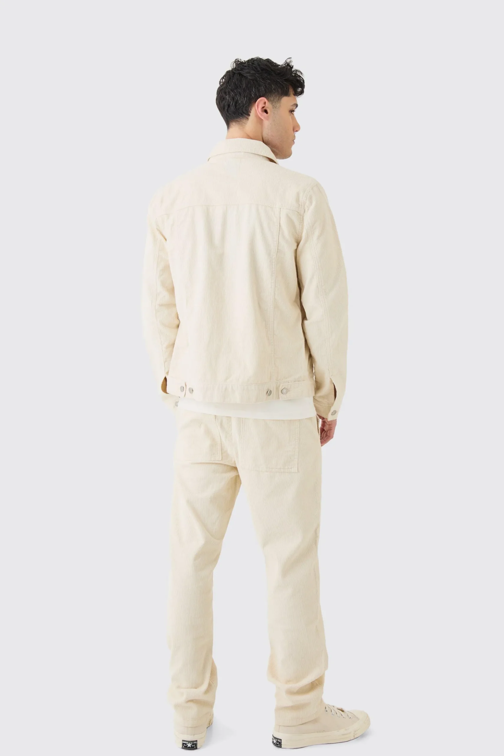Regular Cord Jacket In Sand | BoohooMAN UK