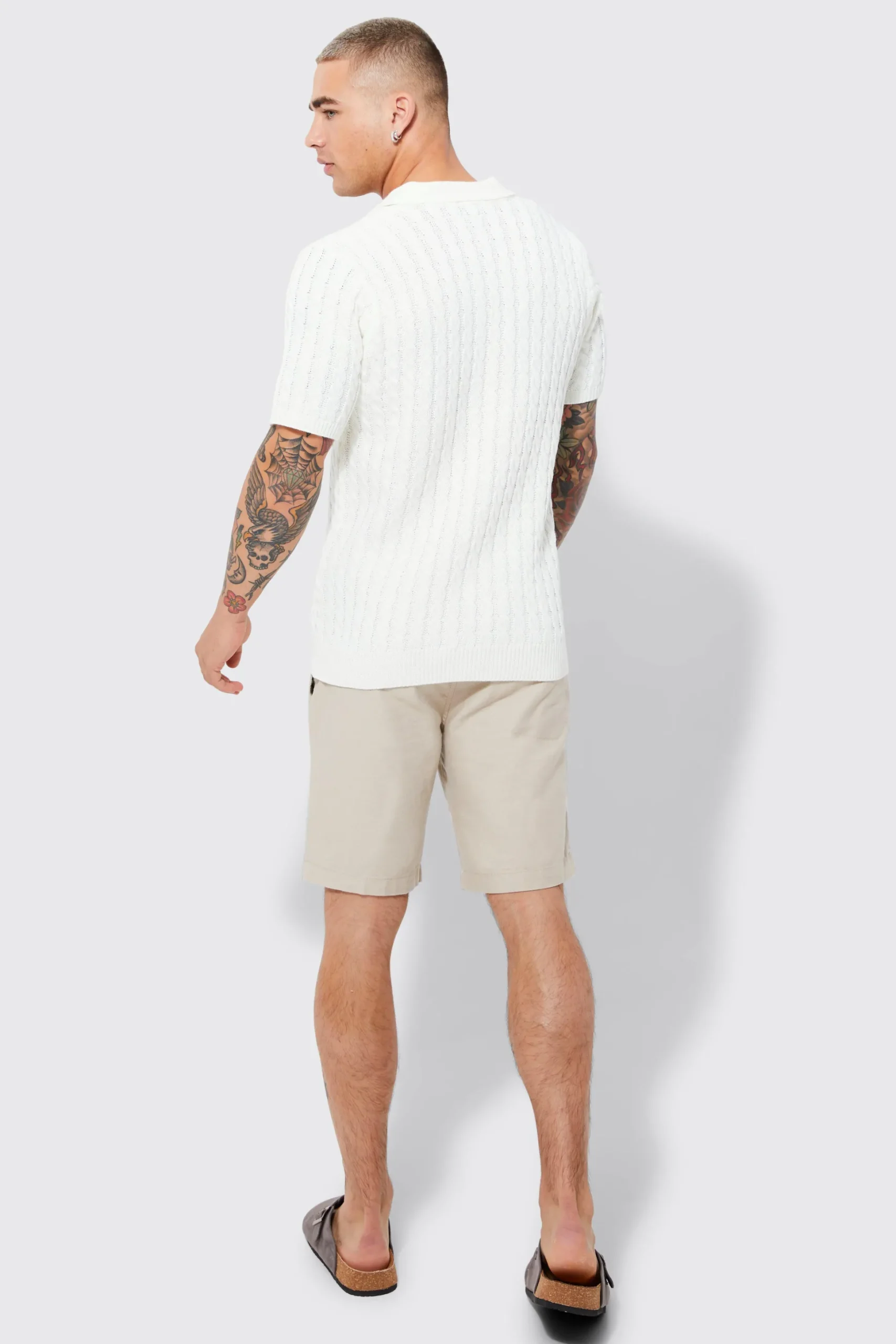 Regular Deep V Neck Waffle Knit Polo | BoohooMAN UK
