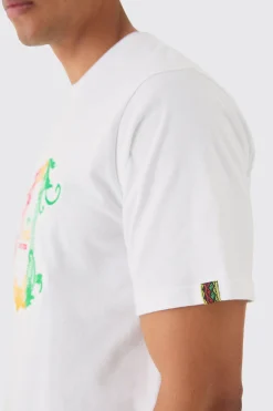 Regular Embroidered Graphic T-shirt | BoohooMAN UK