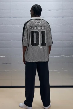 Regular Fit 01 Graphic Mesh Football Shirt | BoohooMAN UK