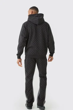 Regular Fit All Over Rhinestone Official Tracksuit | BoohooMAN UK