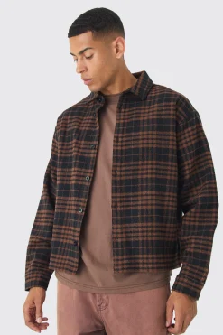 Regular Fit Boucle Overshirt | BoohooMAN UK