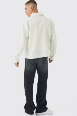 Regular Fit Boucle Overshirt | BoohooMAN UK