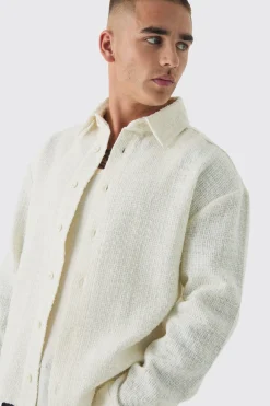 Regular Fit Boucle Overshirt | BoohooMAN UK