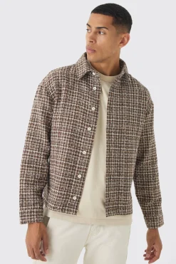 Regular Fit Boucle Overshirt | BoohooMAN UK
