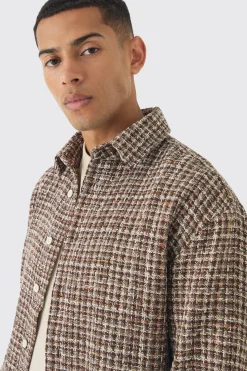 Regular Fit Boucle Overshirt | BoohooMAN UK