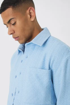 Regular Fit Boucle Overshirt | BoohooMAN UK