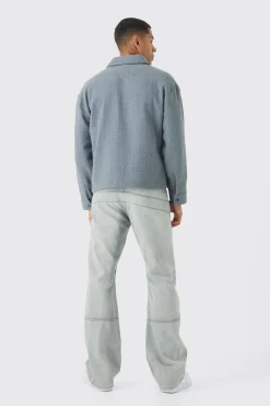 Regular Fit Boucle Overshirt | BoohooMAN UK