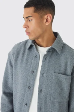 Regular Fit Boucle Overshirt | BoohooMAN UK