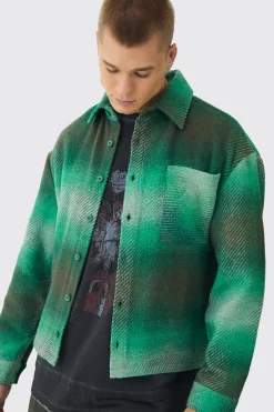 Regular Fit Brushed Check Overshirt | BoohooMAN UK