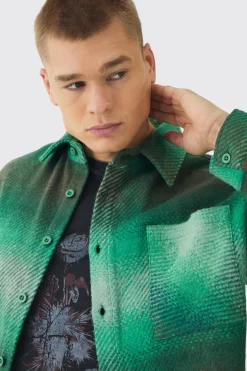 Regular Fit Brushed Check Overshirt | BoohooMAN UK