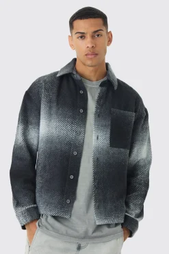 Regular Fit Brushed Check Overshirt | BoohooMAN UK