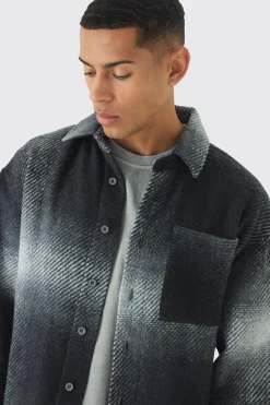 Regular Fit Brushed Check Overshirt | BoohooMAN UK