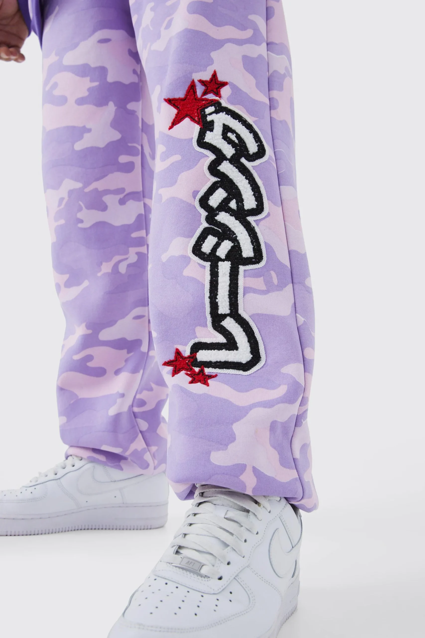 Regular Fit Camo Applique Badge Jogger | BoohooMAN UK