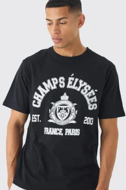 Regular Fit Champs Print T-Shirt | BoohooMAN UK