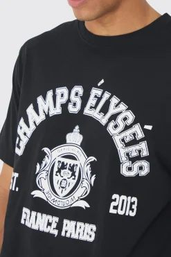 Regular Fit Champs Print T-Shirt | BoohooMAN UK