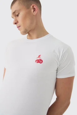 Regular Fit Cherry Embroidery T-shirt | BoohooMAN UK