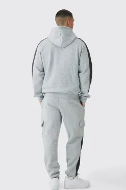 Regular Fit Colour Block Cargo Pocket Zip Through Hooded Tracksuit | BoohooMAN UK