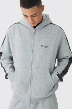 Regular Fit Colour Block Cargo Pocket Zip Through Hooded Tracksuit | BoohooMAN UK