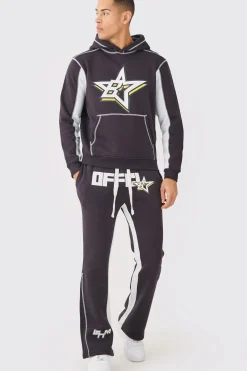 Regular Fit Contrast Stitch Ofcl Gusset Tracksuit | BoohooMAN UK
