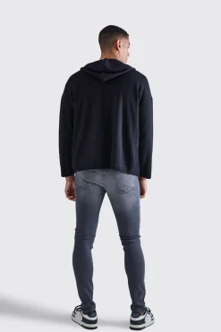 Regular Fit Dual Zip Through Knitted Hoodie | BoohooMAN UK